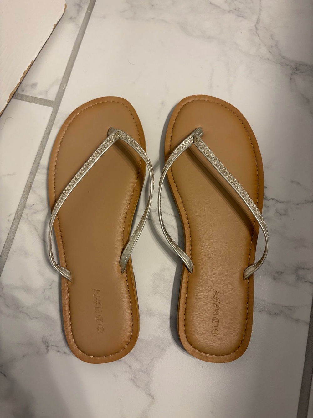 Old Navy Women’s Gold Strappy Flip Flops - Size 9